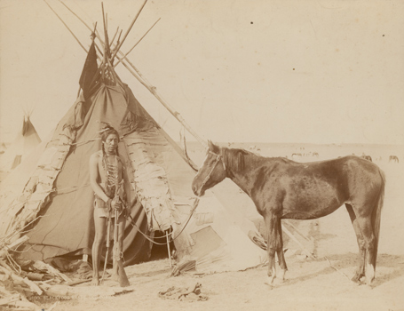 Blackfoot Brave and Pony Near Calgary